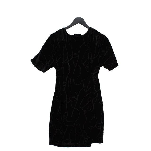 Oliver Bonas Women's Midi Dress UK 10 Black Viscose with Nylon, Polyester
