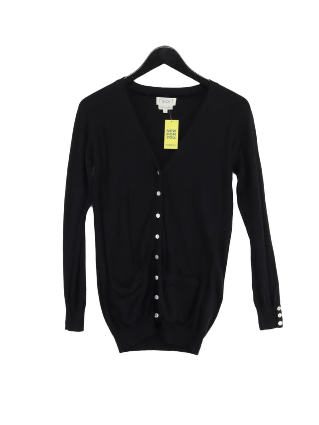 Next Women's Cardigan UK 8 Black Cotton with Nylon, Viscose