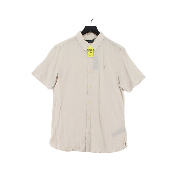 AllSaints Men's Shirt M Tan Linen with Cotton