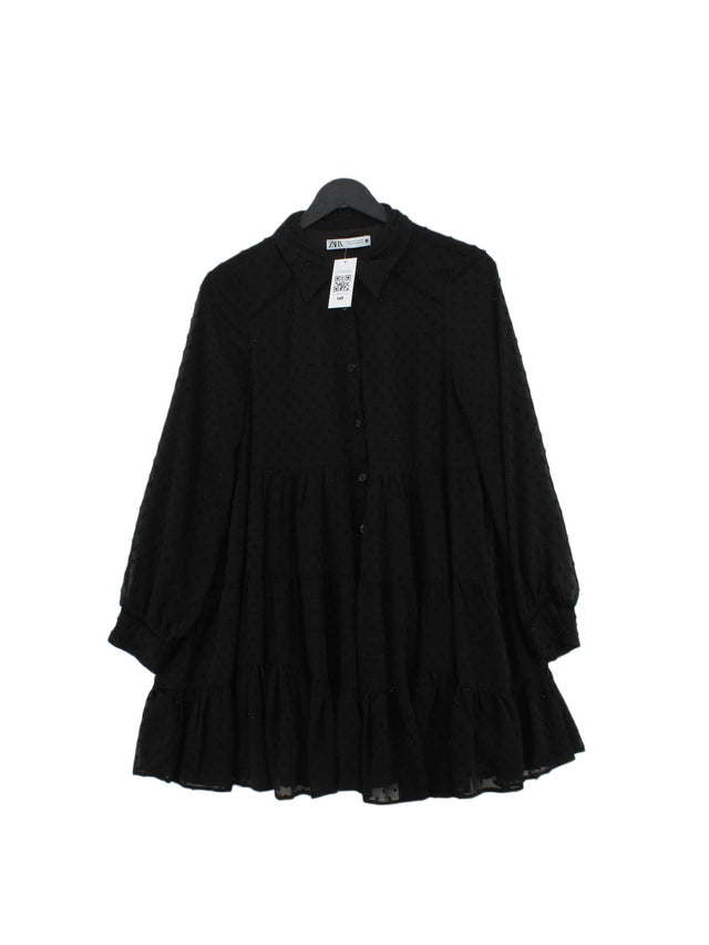 Zara Women's Midi Dress M Black 100% Polyester