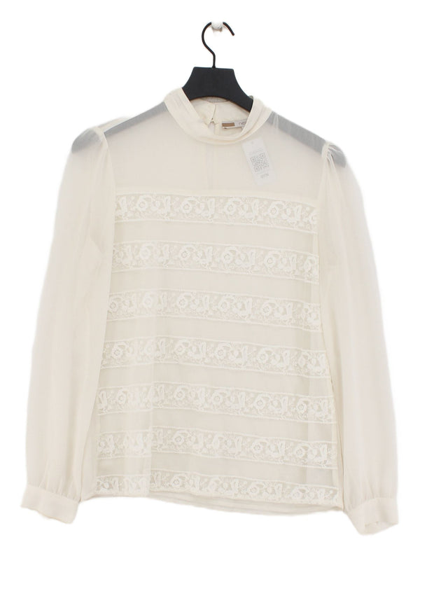 Next Women's Blouse UK 10 White Polyester with Cotton