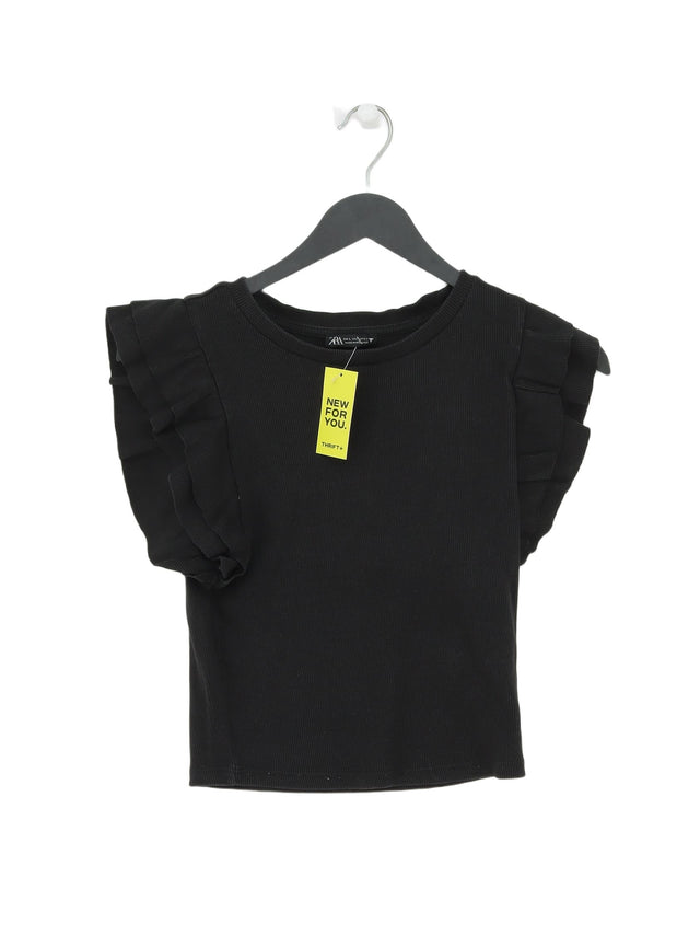 Zara Women's T-Shirt L Black Cotton with Elastane