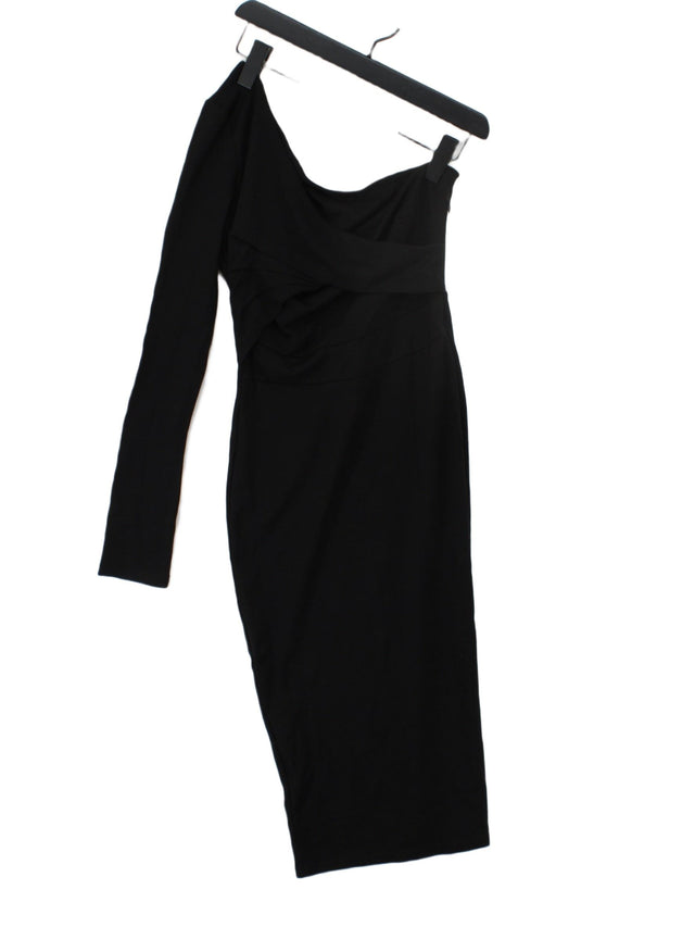 Lost Ink Women's Midi Dress UK 10 Black Viscose with Elastane, Polyamide