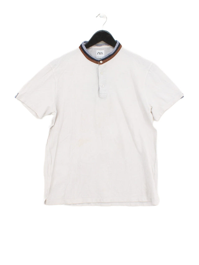 Zara Men's Polo XL White 100% Cotton