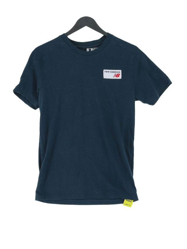 New Balance Men's T-Shirt S Blue Cotton with Polyester