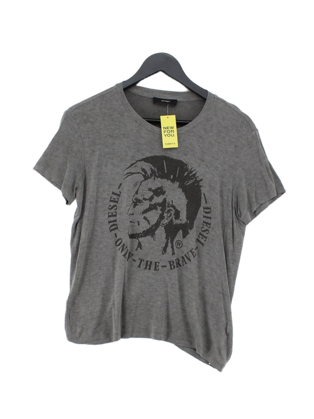 Diesel Women's T-Shirt M Grey 100% Rayon