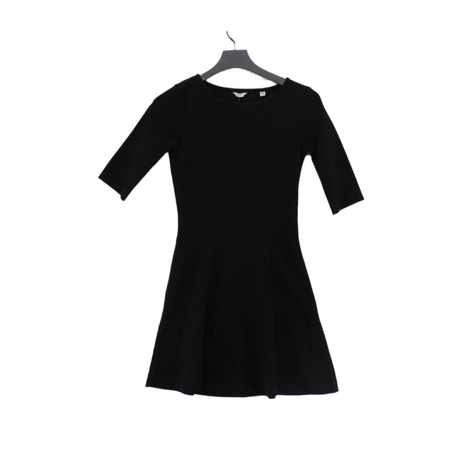 Jack Wills Women's Midi Dress UK 8 Black Cotton with Elastane, Polyamide