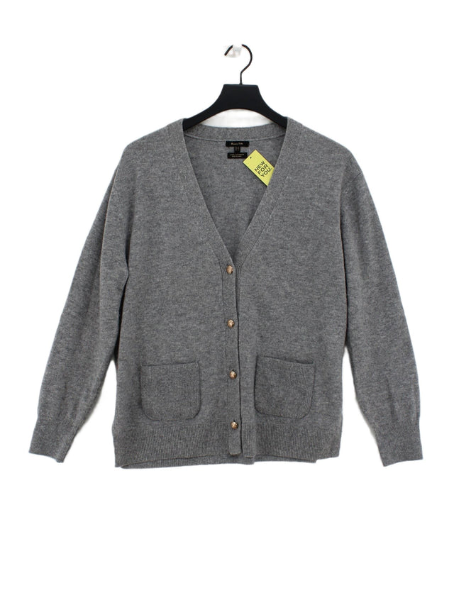 Massimo Dutti Women's Cardigan M Grey Wool with Cashmere