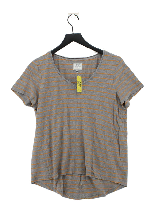 FatFace Women's T-Shirt UK 14 Grey Cotton with Lyocell Modal