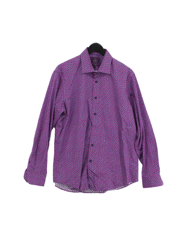 Hawes & Curtis Men's Shirt L Purple Cotton with Elastane