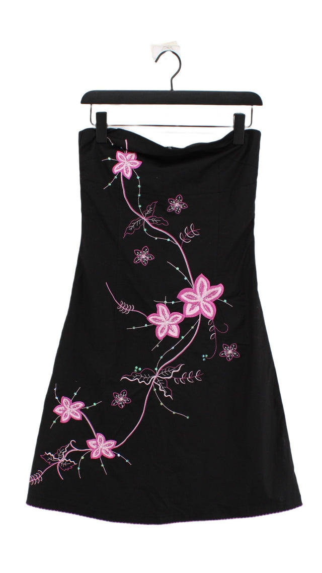 Jane Norman Women's Midi Dress UK 12 Black Cotton with Elastane