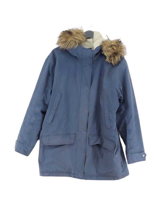 Jack Wolfskin Women's Coat L Blue Cotton with Polyamide, Polyester