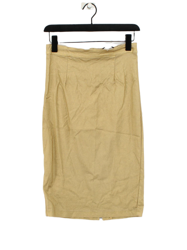 Collectif Women's Midi Skirt UK 14 Gold Viscose with Nylon, Spandex