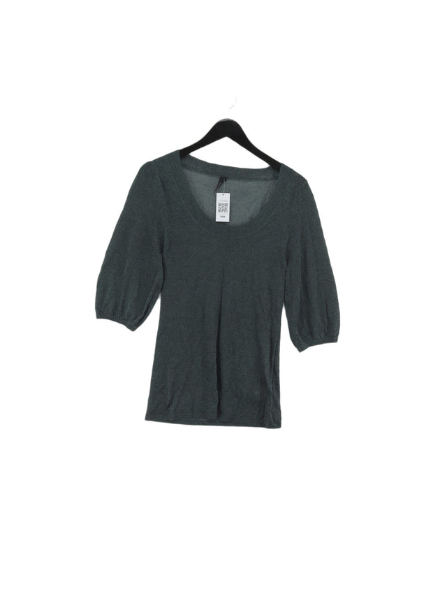 Topshop Women's Top UK 14 Green Viscose with Other, Polyester