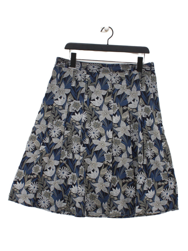 Maine Women's Midi Skirt UK 12 Blue 100% Cotton