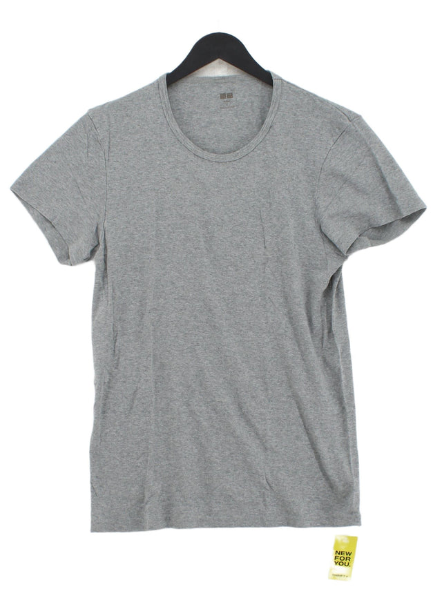 Uniqlo Men's T-Shirt S Grey 100% Cotton