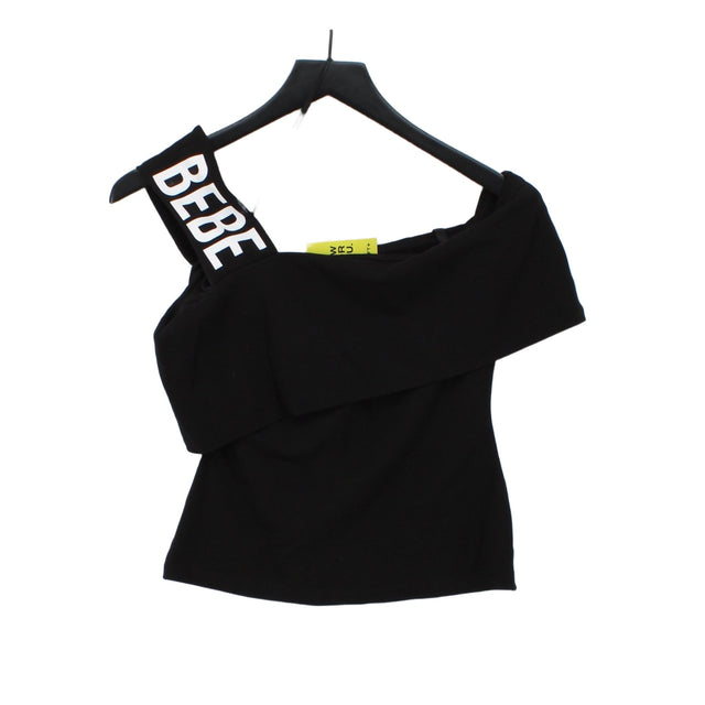 Bebe Women's Top XS Black Rayon with Nylon