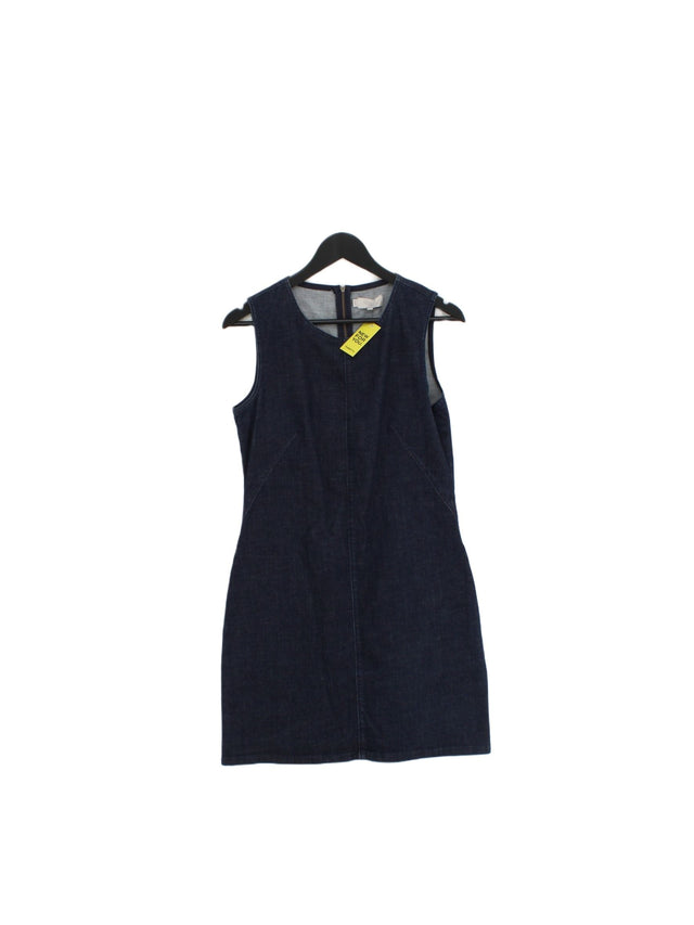Hobbs Women's Midi Dress UK 10 Blue Cotton with Elastane