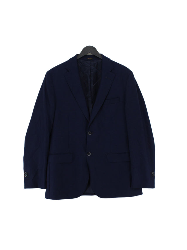 Massimo Dutti Men's Blazer Chest: 40 in Blue Wool with Viscose