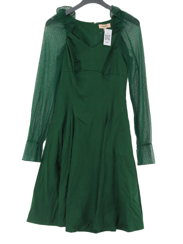 Timeless Women's Midi Dress UK 10 Green Cotton with Elastane