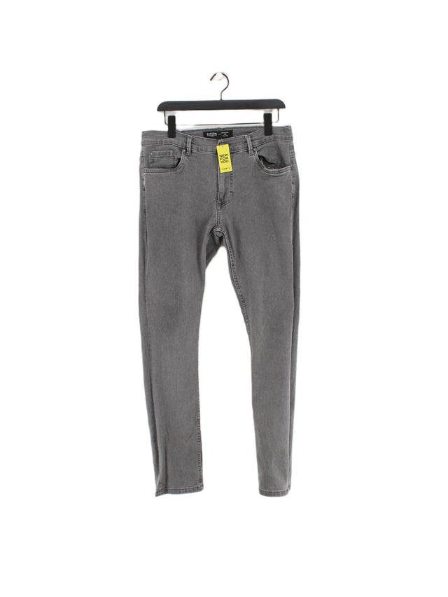 Burton Men's Jeans W 34 in Grey Cotton with Elastane, Other