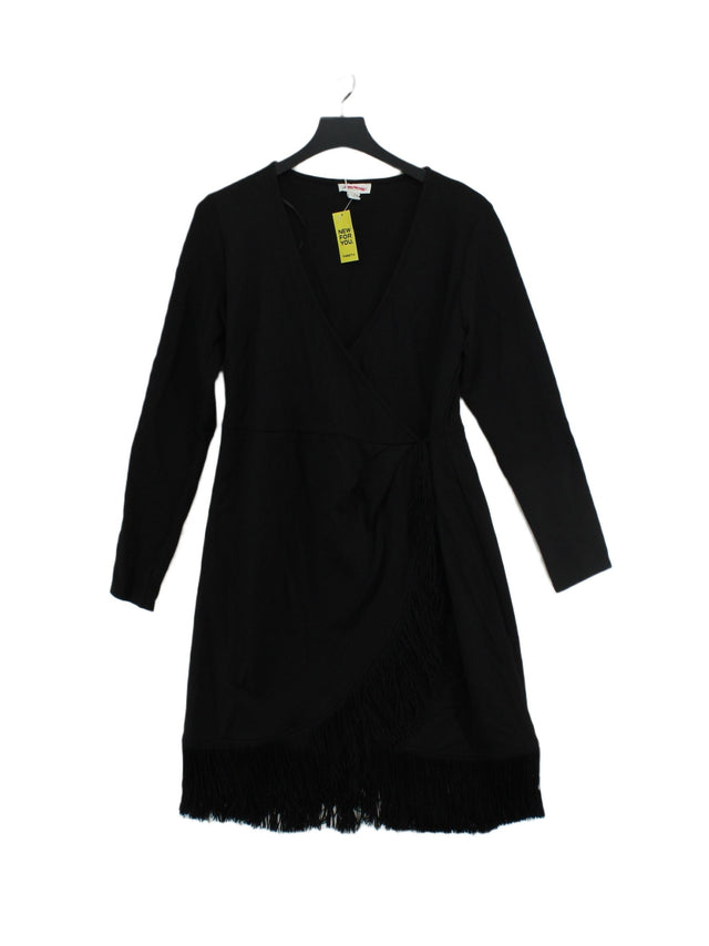 Monsoon Women's Midi Dress UK 14 Black Viscose with Elastane, Polyamide