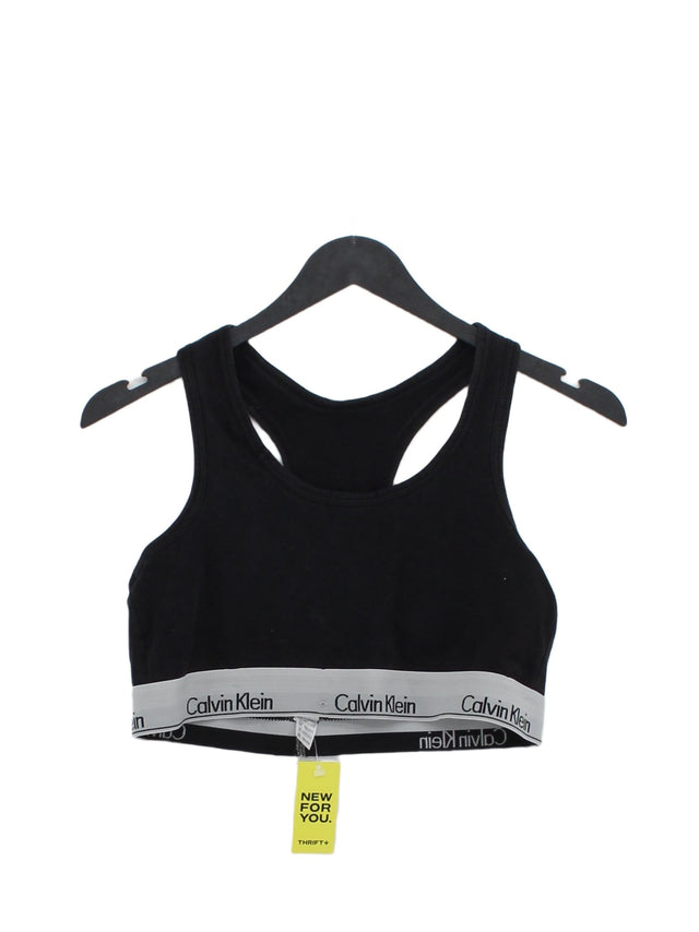 Calvin Klein Women's T-Shirt XS Black Linen with Cotton, Spandex