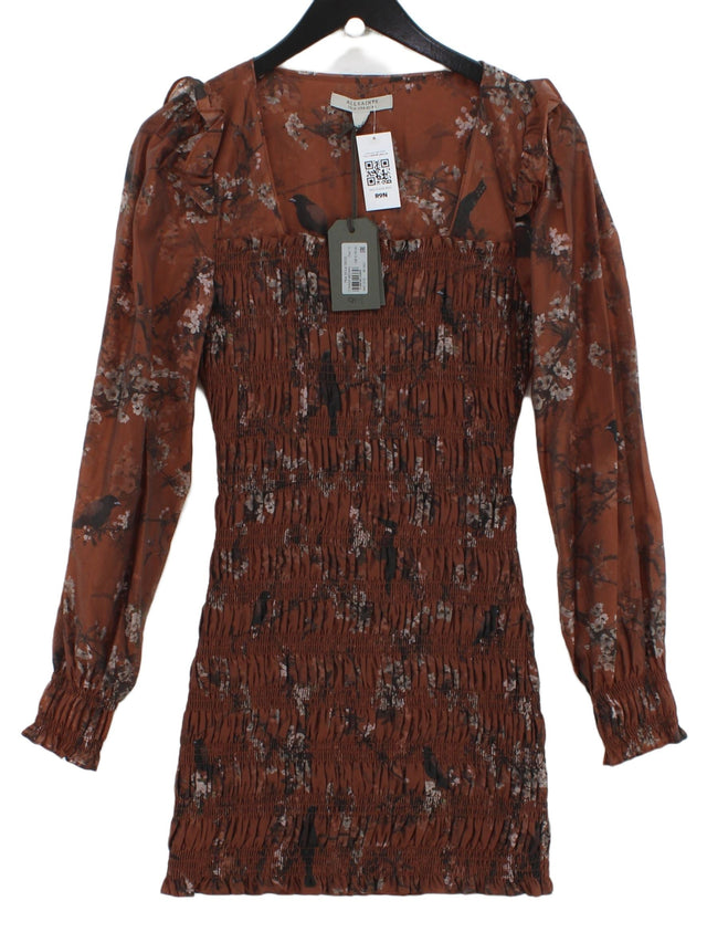 AllSaints Women's Mini Dress UK 12 Brown Lyocell Modal with Polyester