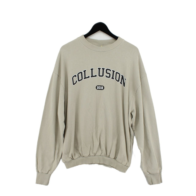 Collusion Men's Jumper M Cream 100% Cotton