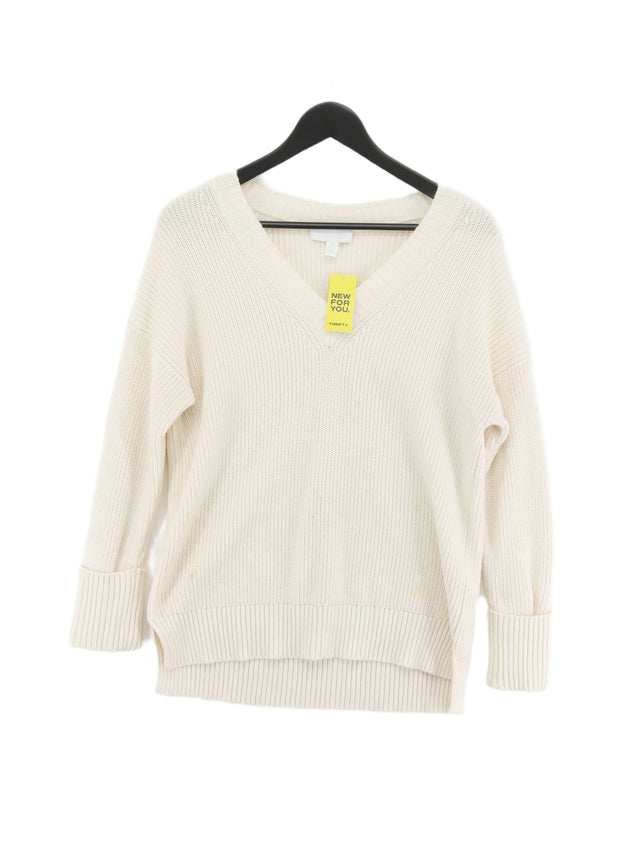 The White Label Women's Jumper UK 8 White Cotton with Wool