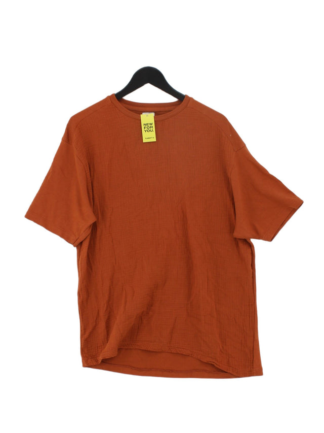 Zara Women's T-Shirt M Brown 100% Cotton