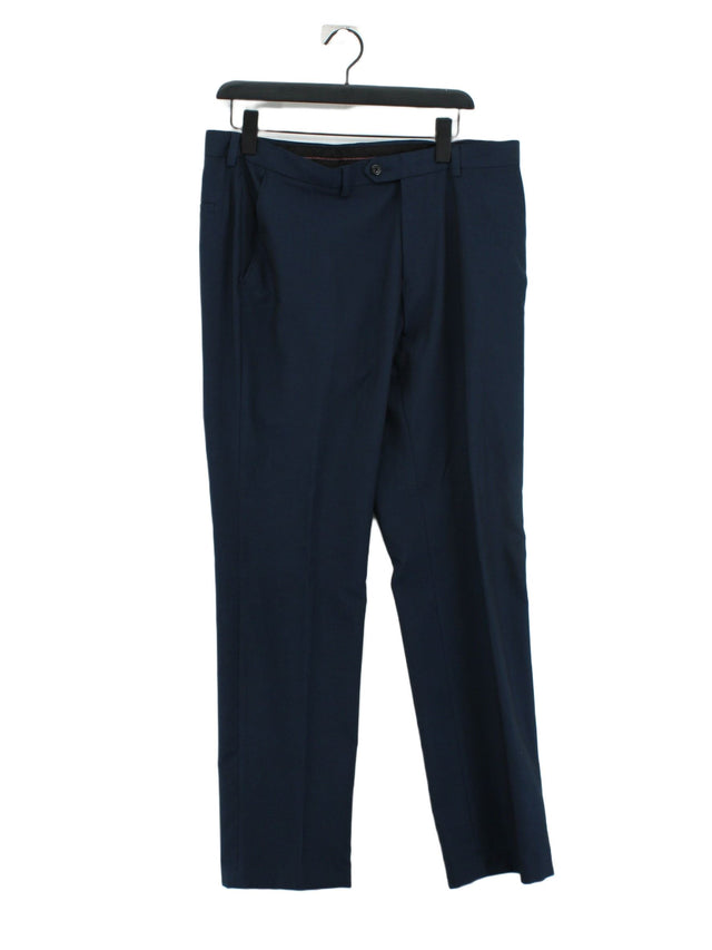 Next Men's Suit Trousers W 36 in; L 33 in Blue Polyester with Viscose