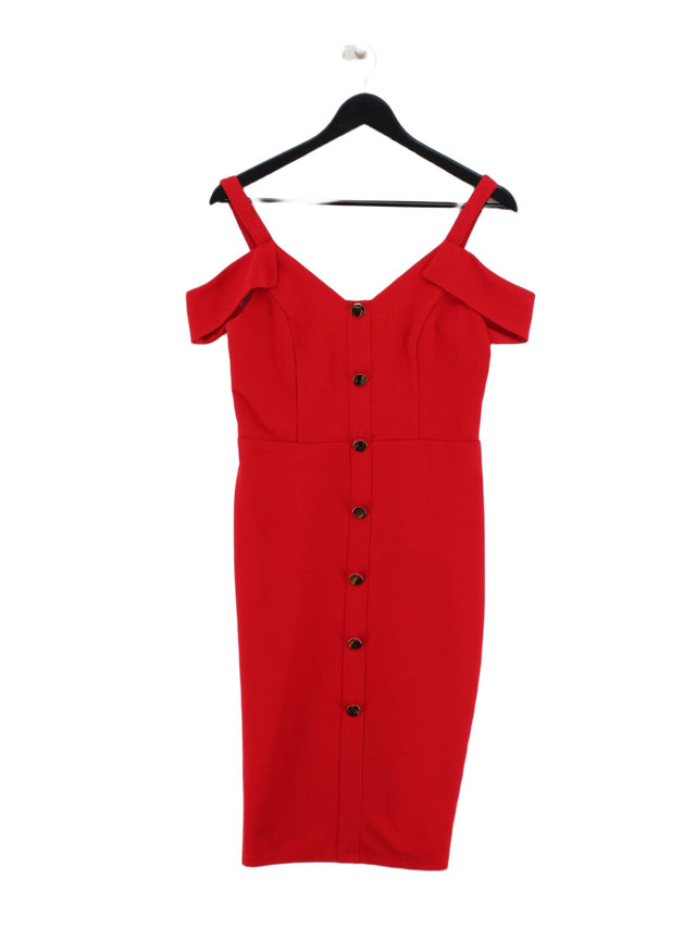 Coast Women's Midi Dress UK 10 Red Polyester with Elastane