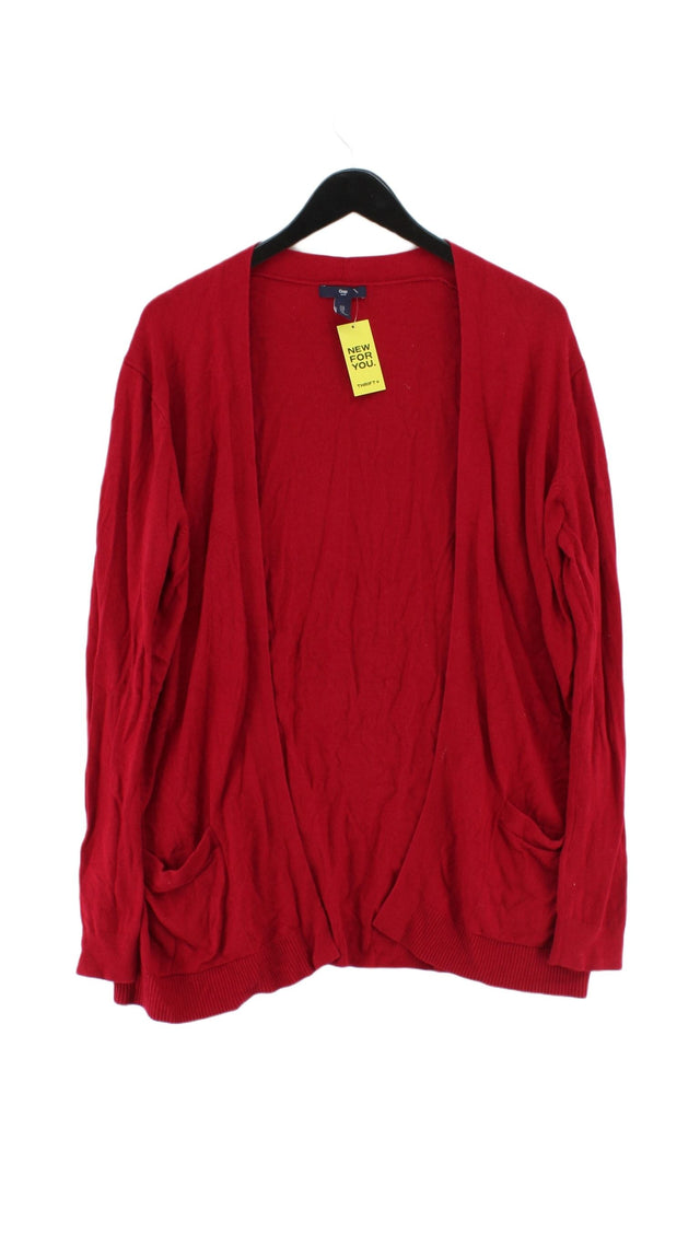 Gap Women's Cardigan L Red Cotton with Acrylic, Nylon