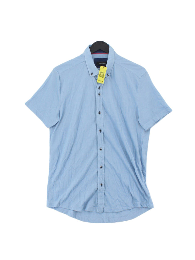 Guide London Men's Shirt Chest: 38 in Blue Cotton with Polyester