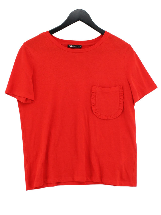 Zara Women's T-Shirt M Red 100% Cotton