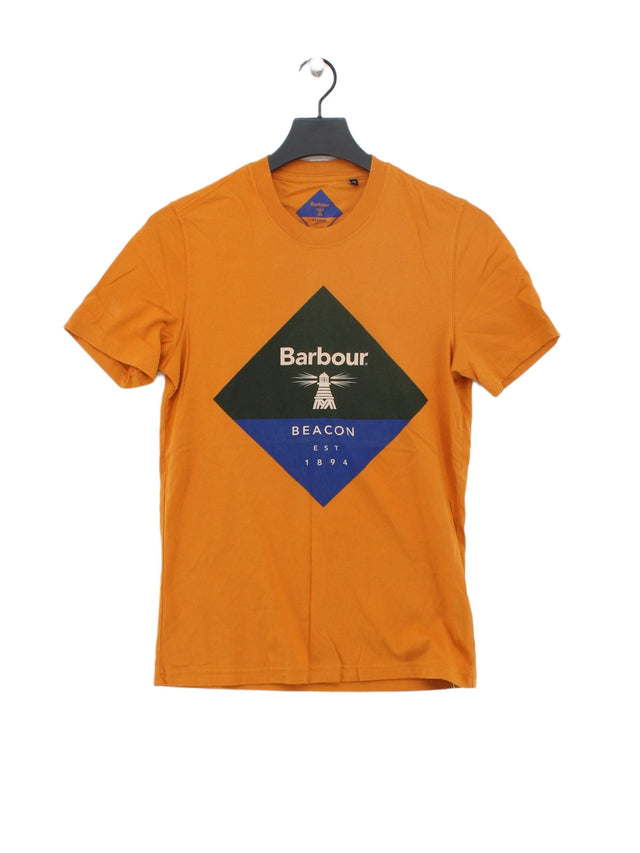 Barbour Men's T-Shirt XS Orange 100% Cotton