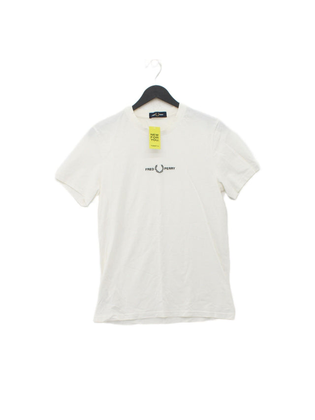 Fred Perry Men's T-Shirt S White Cotton with Elastane