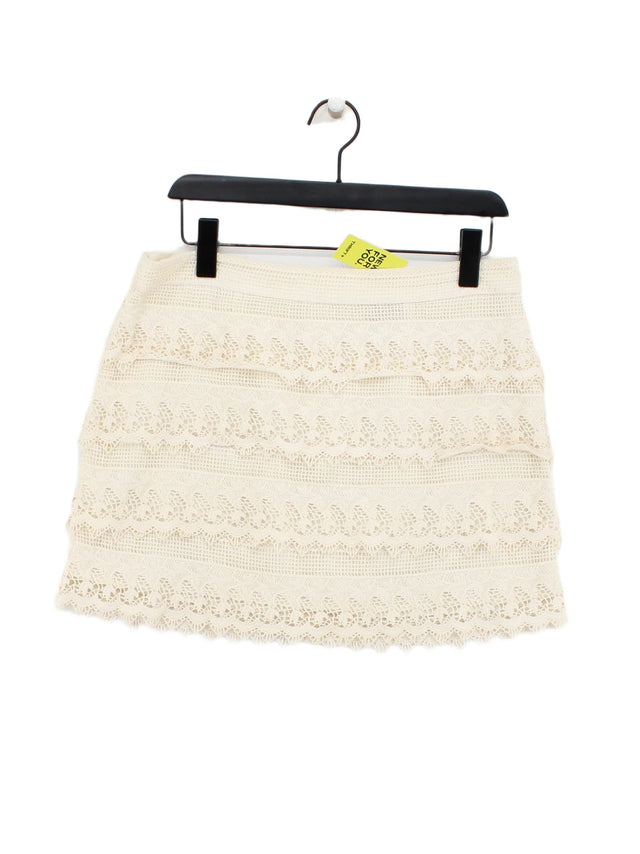 American Eagle Outfitters Women's Midi Skirt UK 12 Cream 100% Cotton