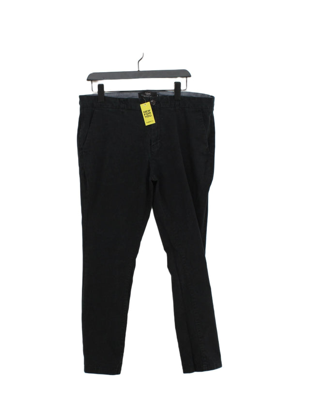 Next Men's Suit Trousers W 36 in Black Cotton with Elastane