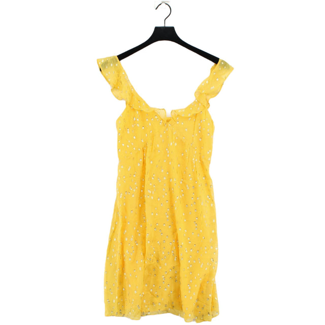 Sezane Women's Midi Dress UK 8 Yellow Silk with Other