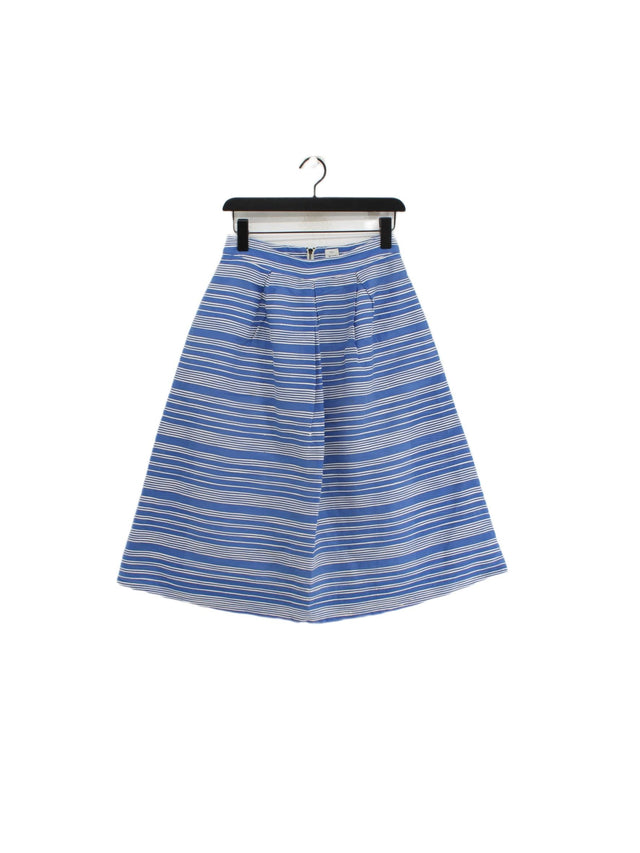 Seen Worn Kept Women's Midi Skirt UK 8 Blue Cotton with Polyamide