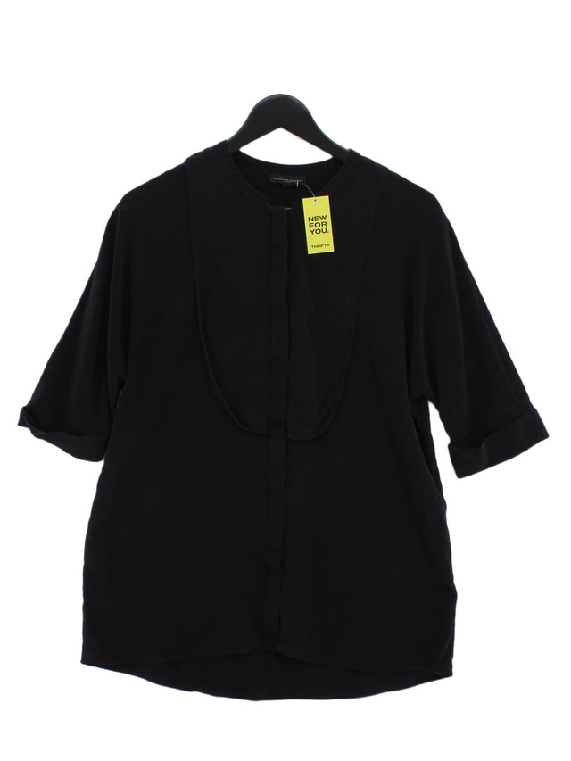 The White Company Women's Blouse UK 10 Black 100% Silk