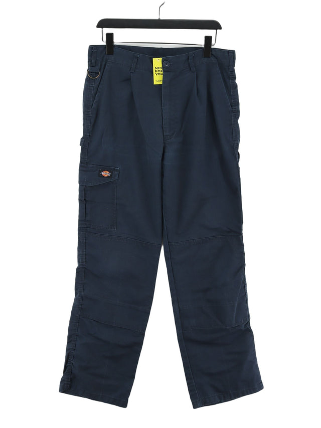 Dickies Men's Trousers W 34 in Blue Polyester with Cotton