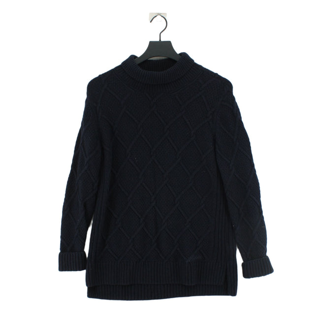 Barbour Women's Jumper UK 12 Blue Wool with Cotton
