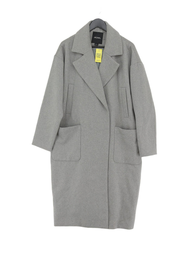 Monki Women's Coat L Grey Wool with Polyamide, Polyester, Viscose