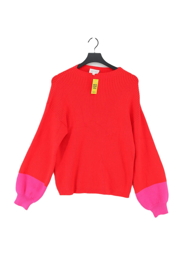 Line + Dot Women's Jumper L Red Rayon with Nylon, Polyester
