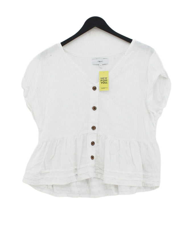 Next Women's Top UK 10 White Viscose with Linen