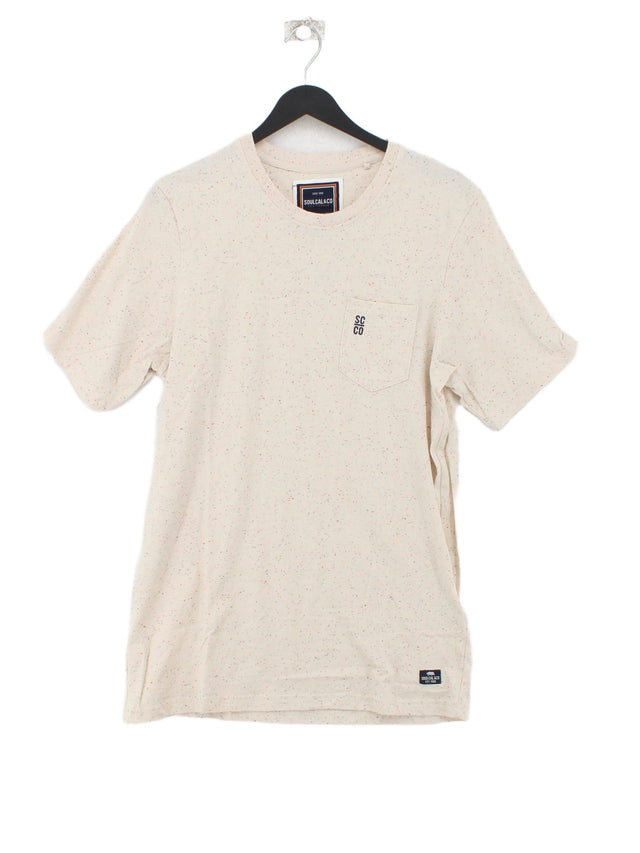 SoulCal&Co Men's T-Shirt M Cream Cotton with Polyester