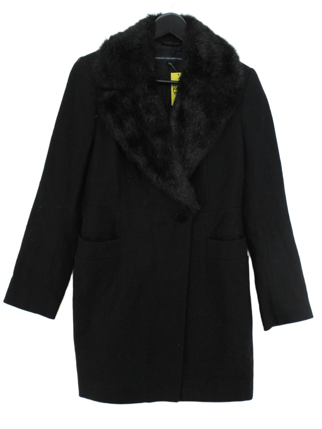French Connection Women's Coat UK 10 Black Wool with Other, Polyamide